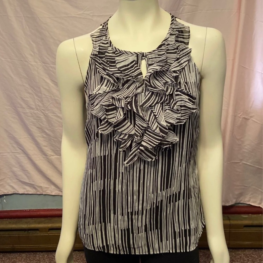 Sunny Leigh Ruffle Keyhole Sleeveless Blouse